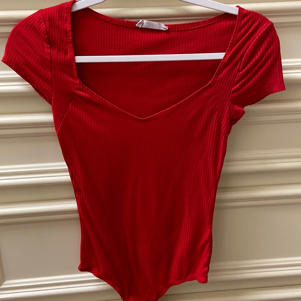 Red short sleeve bodysuit